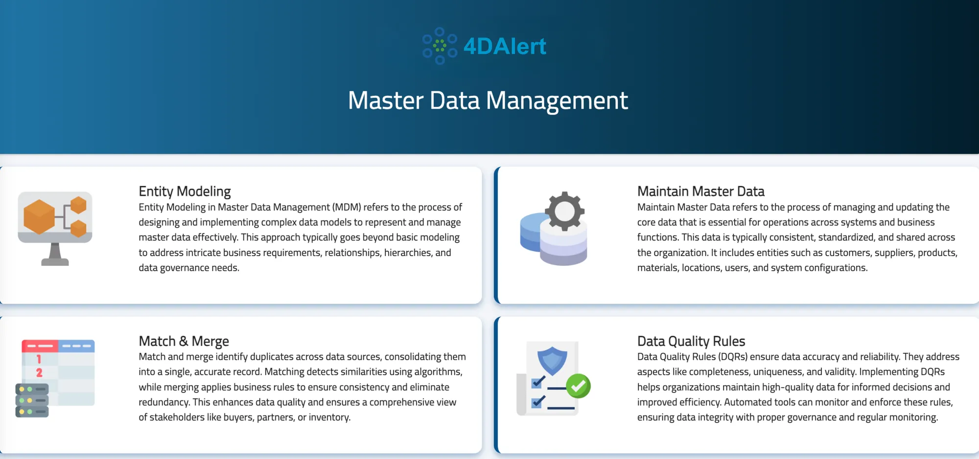 4DAlert master data management interface for centralized enterprise data control