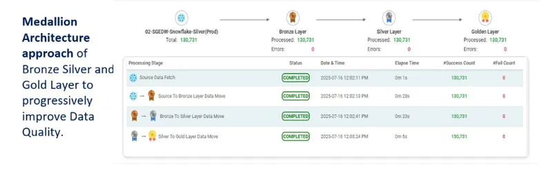 Golden Record Creation — verified Golden Record summary for CustomerHierarchy entity showing consolidated data lineage and survivorship result