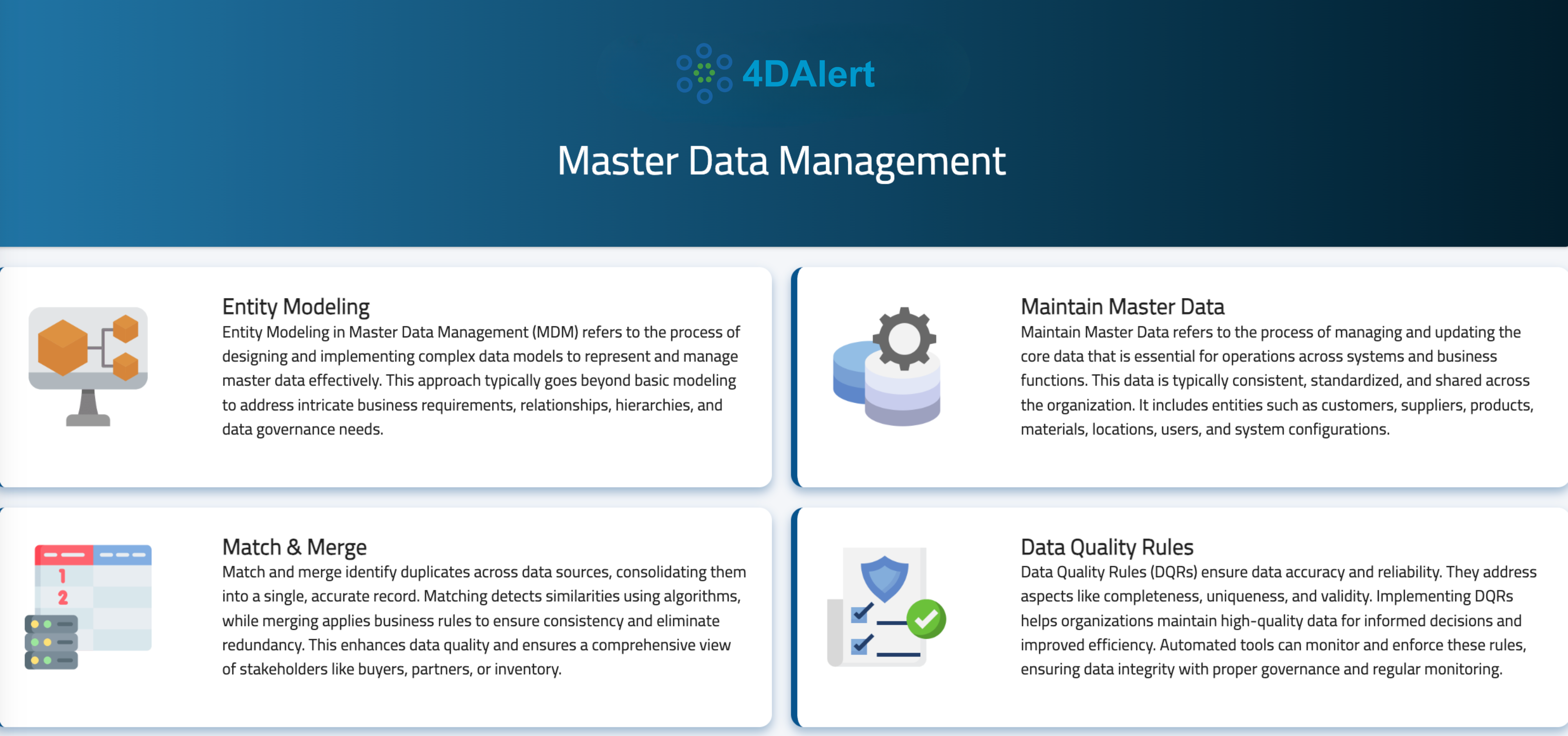 4DAlert master data management interface for centralized enterprise data control