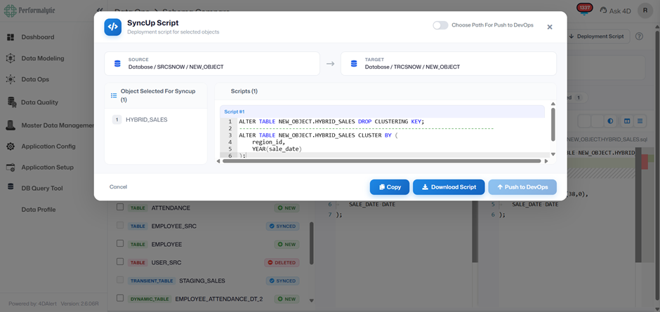 Automatically generated SQL deployment script with dependency-aware execution for database CI/CD pipeline automation.